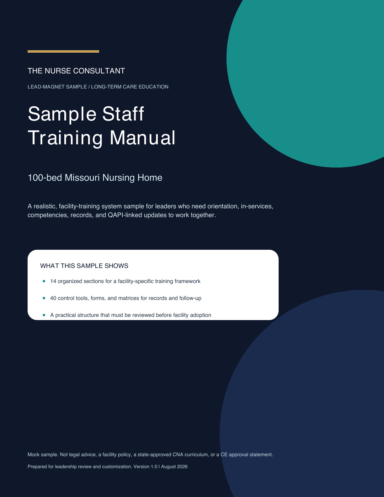 Cover of the sample manual
